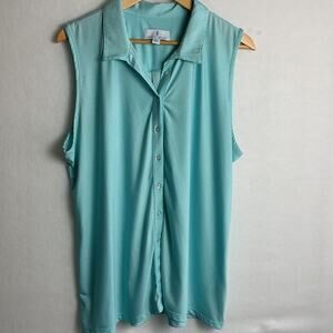 Sport Haley Womens Size XXL Blue Striped Tank Top